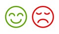 Happy and sad emoji faces line icon, cartoon emoticons signs Ã¢â¬â vector