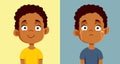 Happy or Sad Emotion Portrayed by Little Child of African Ethnicity Royalty Free Stock Photo