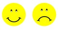 Happy yellow smile and sad face.