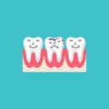 Happy and sad tooth. Cartoon tooth healthy and sick