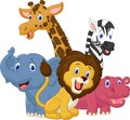 Happy safari animal cartoon Royalty Free Stock Photo