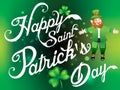 Happy Saint Patirck's Day Background with Leprechaun Cartoon Royalty Free Stock Photo