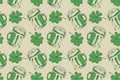 Happy Saint Patrick Day beer mug and luck clover seamless pattern Royalty Free Stock Photo