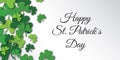 Happy Saint Patrick Day congratulation card with clover, shamrock. Royalty Free Stock Photo