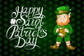 Happy Saint Patrick Day Lettering Irish holiday Vector postcard illustration Royalty Free Stock Photo