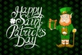Happy Saint Patrick Day Lettering Irish holiday Vector postcard illustration Royalty Free Stock Photo