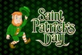 Happy Saint Patrick Day Lettering Irish holiday Vector postcard illustration Royalty Free Stock Photo