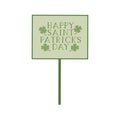 Happy saint patrick day with tag wood isolated icon