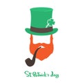 Happy Saint Patrick`s Day card with face Irishman. Royalty Free Stock Photo