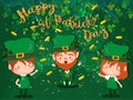 Happy Saint Patrick`s day Festival. Irish celebration .Green clover shamrock leaves on isolate background for poster, greeting car