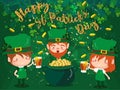 Happy Saint Patrick`s day Festival. Irish celebration .Green clover shamrock leaves on isolate background for poster, greeting car Royalty Free Stock Photo