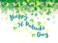 Happy Saint Patrick`s day Festival. Irish celebration .Green clover shamrock leaves on isolate background for poster, greeting car Royalty Free Stock Photo