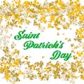 Happy Saint Patrick`s day Festival. Irish celebration .Green clover shamrock leaves on isolate background for poster, greeting car Royalty Free Stock Photo