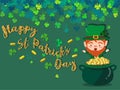 Happy Saint Patrick`s day Festival. Irish celebration .Green clover shamrock leaves on isolate background for poster, greeting car Royalty Free Stock Photo