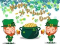 Happy Saint Patrick`s day Festival. Irish celebration .Green clover shamrock leaves on isolate background for poster, greeting car Royalty Free Stock Photo