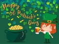 Happy Saint Patrick`s day Festival. Irish celebration .Green clover shamrock leaves on isolate background for poster, greeting car Royalty Free Stock Photo