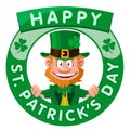 Happy Saint Patrick`s Day. Funny leprechaun congratulates you