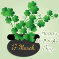 Happy saint patrick`s day, great design for any purposes. Decoration element. Invitation background. Vector banner. clover bouque