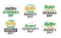 Happy saint Patrick`s day, greeting card. Beer festival, label set. Lettering, calligraphy vector illustration
