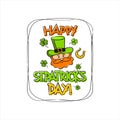 Happy Saint Patrick`s Day greeting logo with leprechaun Royalty Free Stock Photo