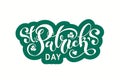 Happy Saint Patrick`s day handwritten lettering typography. Hand drawn design elements. Logos and emblems for invitation, card. Royalty Free Stock Photo