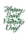 Happy Saint Patrick`s Day logotype. Hand lettering Irish vector design. Beer festival lettering typography icon. Saint Patricks