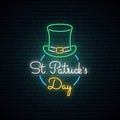 Happy Saint Patrick`s Day neon sign.