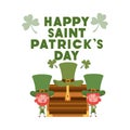 Happy saint patricks day label with leprechauns character