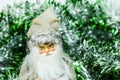 Happy Santa Claus Doll on Christmas time.colorful bokeh background Royalty Free Stock Photo