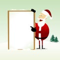 Happy Santa Claus Holding a Blank Sign