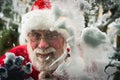 Santa Claus looking through window. Close-up face Royalty Free Stock Photo