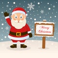 Happy Santa Claus & Merry Christmas Sign Royalty Free Stock Photo