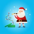 Happy Santa Claus playing the flute concept