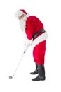 Happy santa claus playing golf Royalty Free Stock Photo