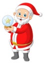 Happy santa claus playing snow glass ball Royalty Free Stock Photo