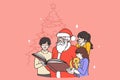 Happy Santa Claus read book to excited kids Royalty Free Stock Photo