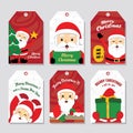 Happy Santa Claus in Red and White Christmas Label Invitation Greetings Card Collection Set