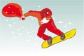 Happy Santa Claus on snowboard Royalty Free Stock Photo