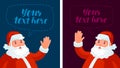 Happy Santa Claus waving. Christmas, xmas, new year banner. Cartoon vector illustration Royalty Free Stock Photo