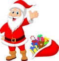 Happy Santa Clause cartoon with gift