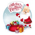Happy Santa Clause with gift sack. Vector