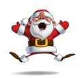 Happy Santa - Jumping in ecstasy with Open Hands Royalty Free Stock Photo