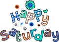 Happy Saturday Cartoon Text Clipart Royalty Free Stock Photo