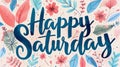 Happy Saturday - modern calligraphy lettering on colorful background with flowers Royalty Free Stock Photo