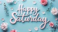 Happy Saturday - modern calligraphy lettering on colorful background with flowers Royalty Free Stock Photo