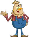 Happy Scarecrow Cartoon Character Waving For Greeting