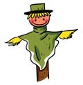 Happy scarecrow, illustration, vector Royalty Free Stock Photo