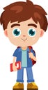 Happy School Boy Cartoon Character With Backpack And Textbook Royalty Free Stock Photo