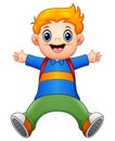 Happy school boy cartoon Royalty Free Stock Photo