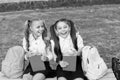 Happy school friends little girls having fun, emotional development concept Royalty Free Stock Photo